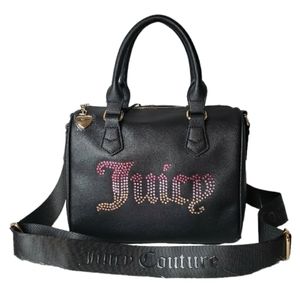 Juicy Couture Black Liquorice Be Classic II Rhinestone Satchel Bag NWT